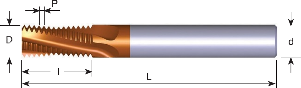 C.P.T. VHM-draadfrees UNJC/UNJF/UNJEF/UNJS voor buitendraad MT7, Ø6.0mm x 32 art. EMT 0606 C13 32 UNJ