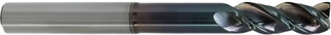 PreMill® VHM-HPC-Schachtfrees lang voor Aluminium, gepolijst met hoekradius, 10,0 mm, Z=3, weldonopname Ø10mm, ER= 2,0 mm, AP= 58 mm, DLC gecoat.