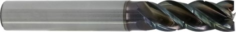PreMill® VHM-HPC-Schachtfrees voor Aluminium, gepolijst, 4,0 mm, Z=4, weldonopname Ø6mm, AP= 16 mm, DLC gecoat.